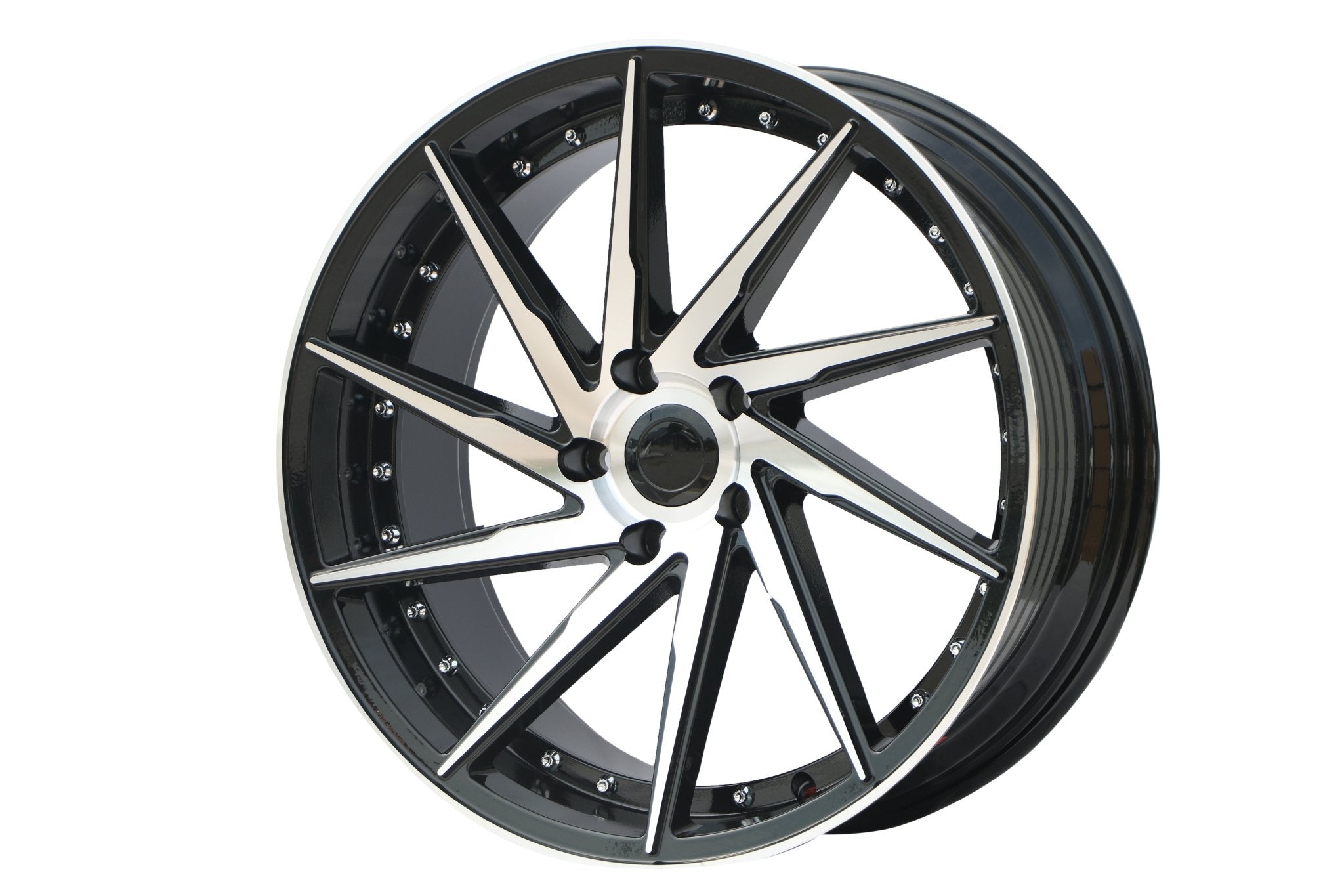 W511 1284A Black Machined Face w/ Silver Rivets 17x8.5 ET35 5x100/113 CB73.1 - Gun Hill Tire House (WTW - WHOLESALE TIRES & WHEELS)