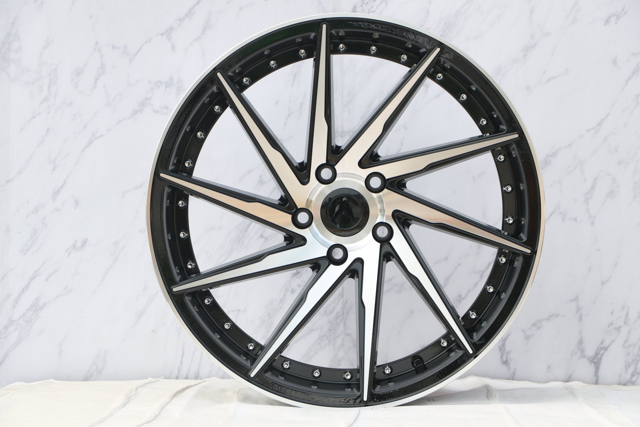 W511 1284A Black Machined Face w/ Silver Rivets 17x8.5 ET35 5x100/113 CB73.1 - Gun Hill Tire House (WTW - WHOLESALE TIRES & WHEELS)