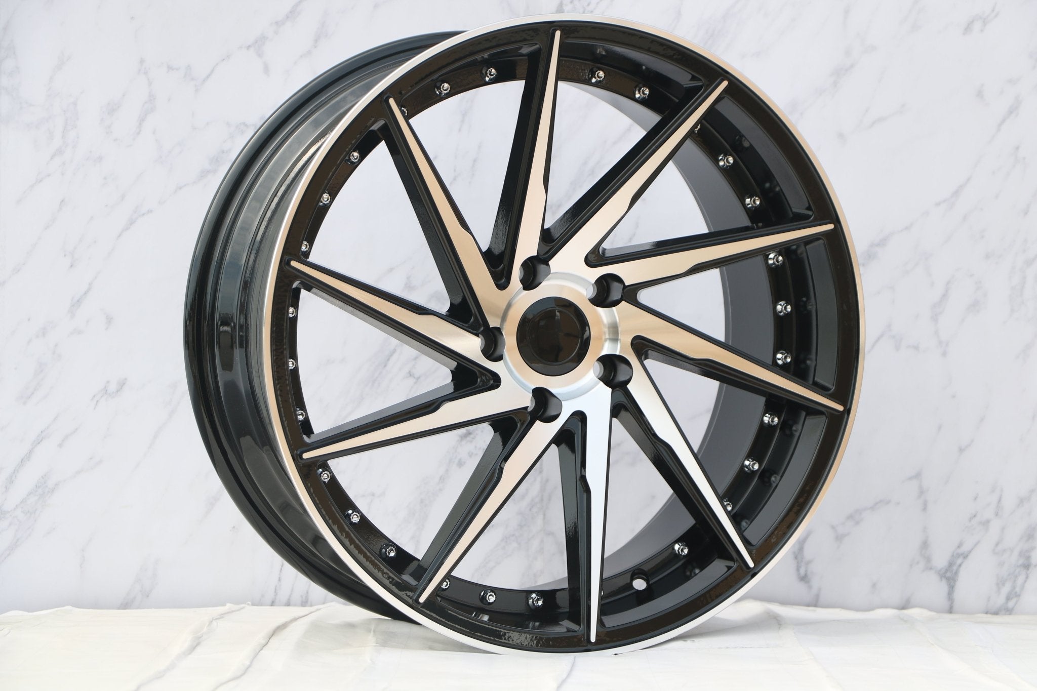 W511 1284A Black Machined Face w/ Silver Rivets 17x8.5 ET35 5x100/113 CB73.1 - Gun Hill Tire House (WTW - WHOLESALE TIRES & WHEELS)