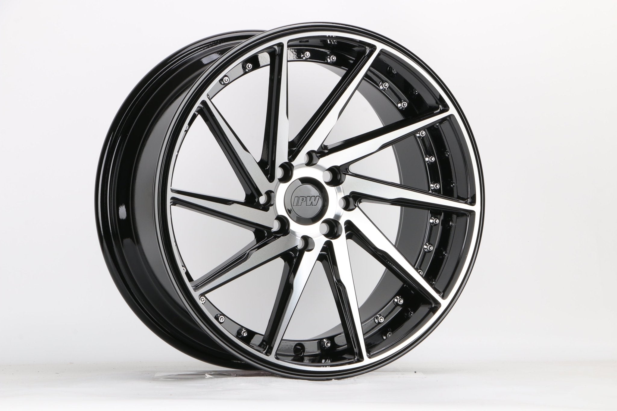 W511 1284A Black Machined Face w/ Silver Rivets 17x8.5 ET35 5x100/113 CB73.1 - Gun Hill Tire House (WTW - WHOLESALE TIRES & WHEELS)