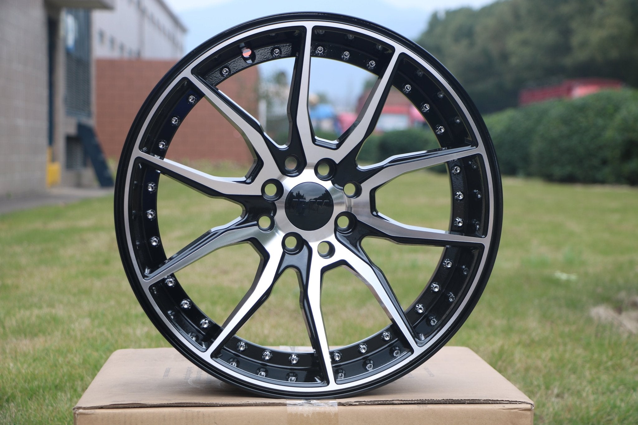 W512 1646 Black Machined Face Silver Rivet 20*8.5 ET35 5x120 CB72.6 - Gun Hill Tire House (WTW - WHOLESALE TIRES & WHEELS)
