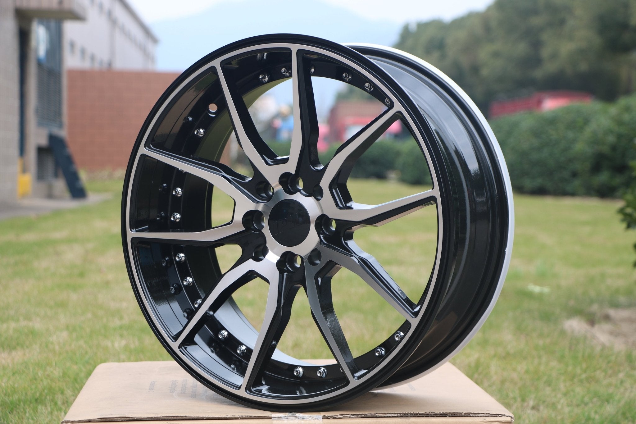W512 Black Machined Face Silver Rivet 20x9.5 ET35 x5120 CB 72.56 - Gun Hill Tire House (WTW - WHOLESALE TIRES & WHEELS)