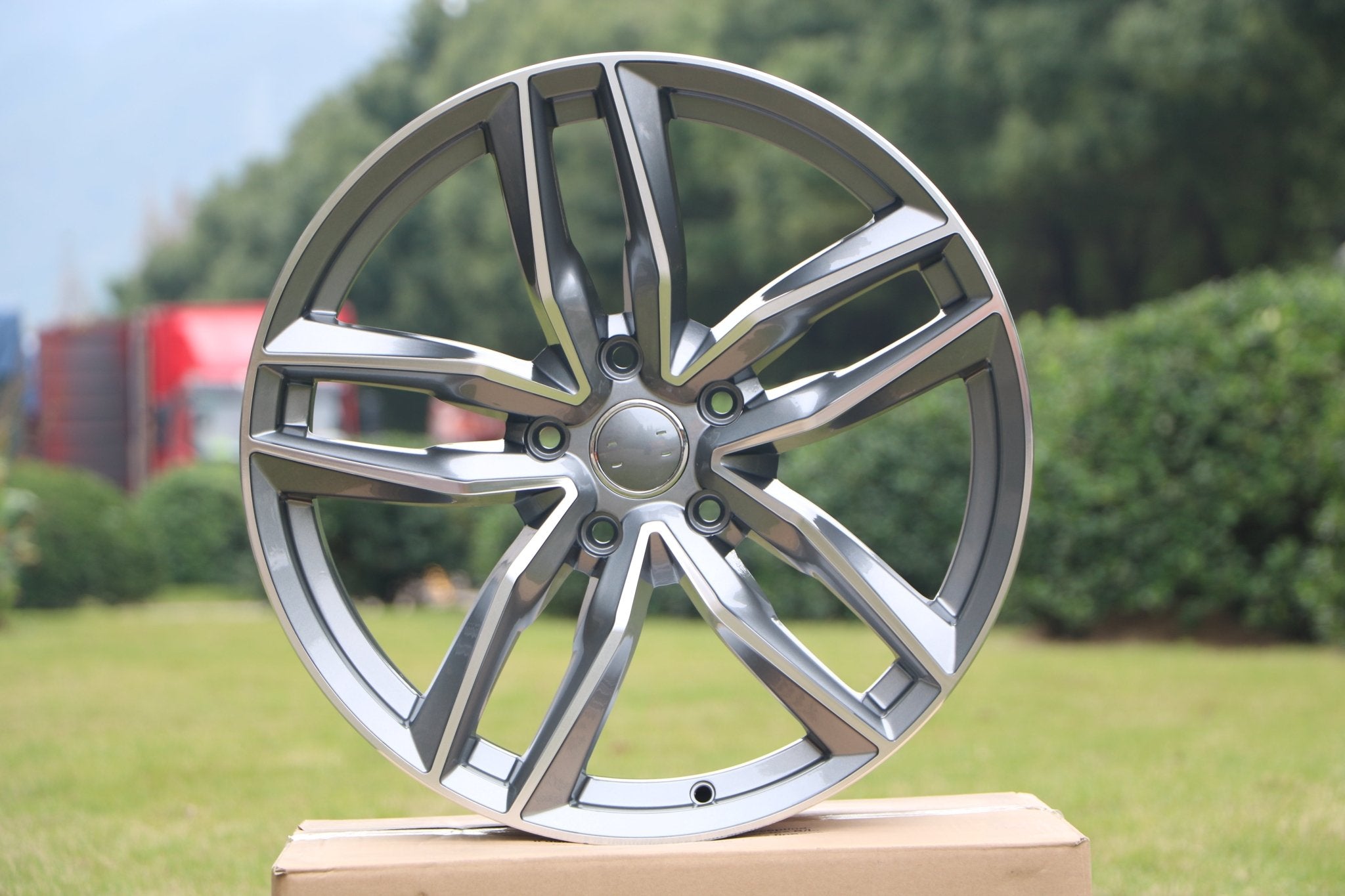 W627 Gunmetal Machined Face 22x9.0 ET50 5x130 CB71.5 1126 47lbs - Gun Hill Tire House (WTW - WHOLESALE TIRES & WHEELS)