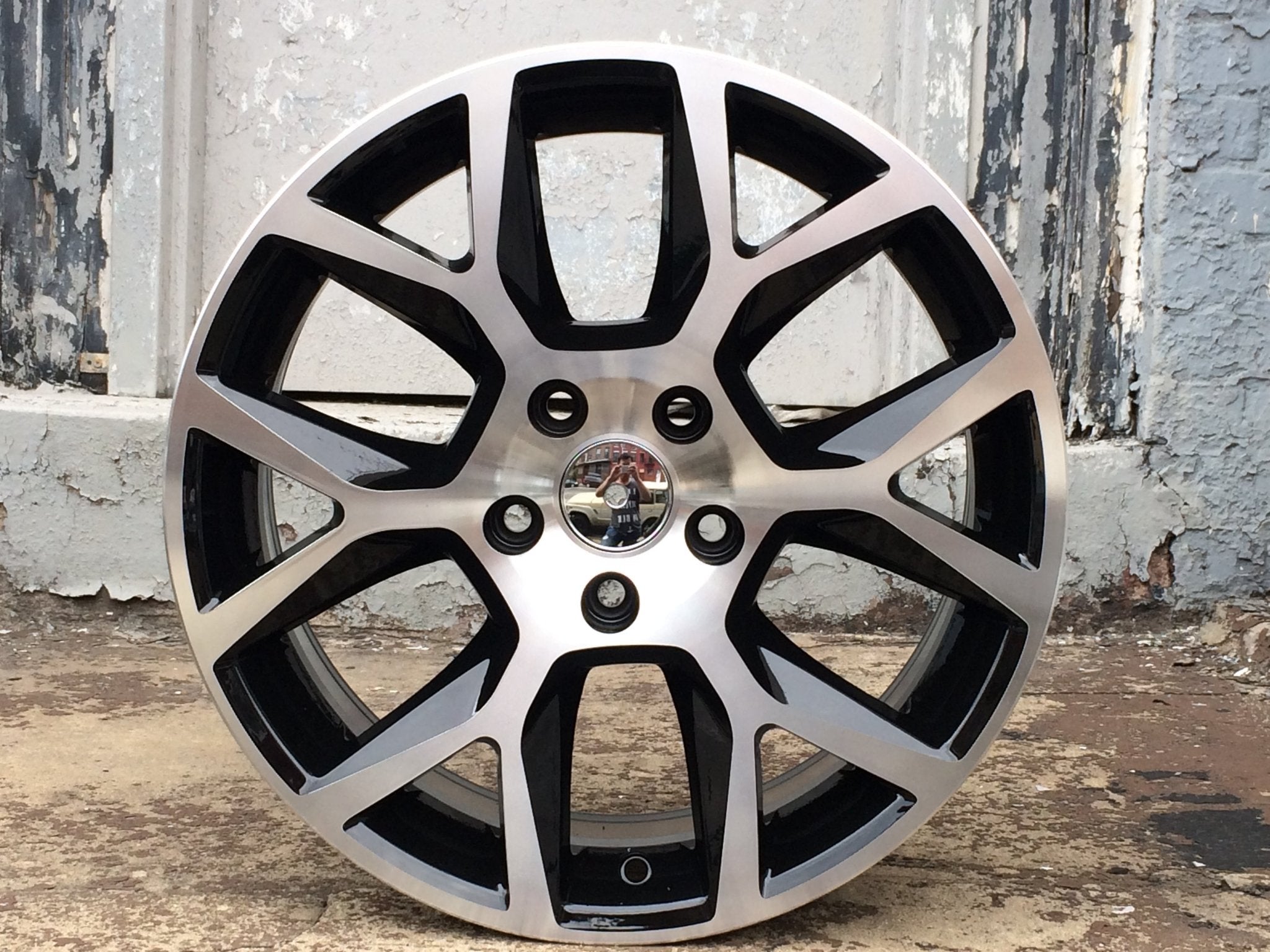W640 - Black Machine Face 18*7.5 ET45 5*112 CB57.1 - Gun Hill Tire House (WTW - WHOLESALE TIRES & WHEELS)