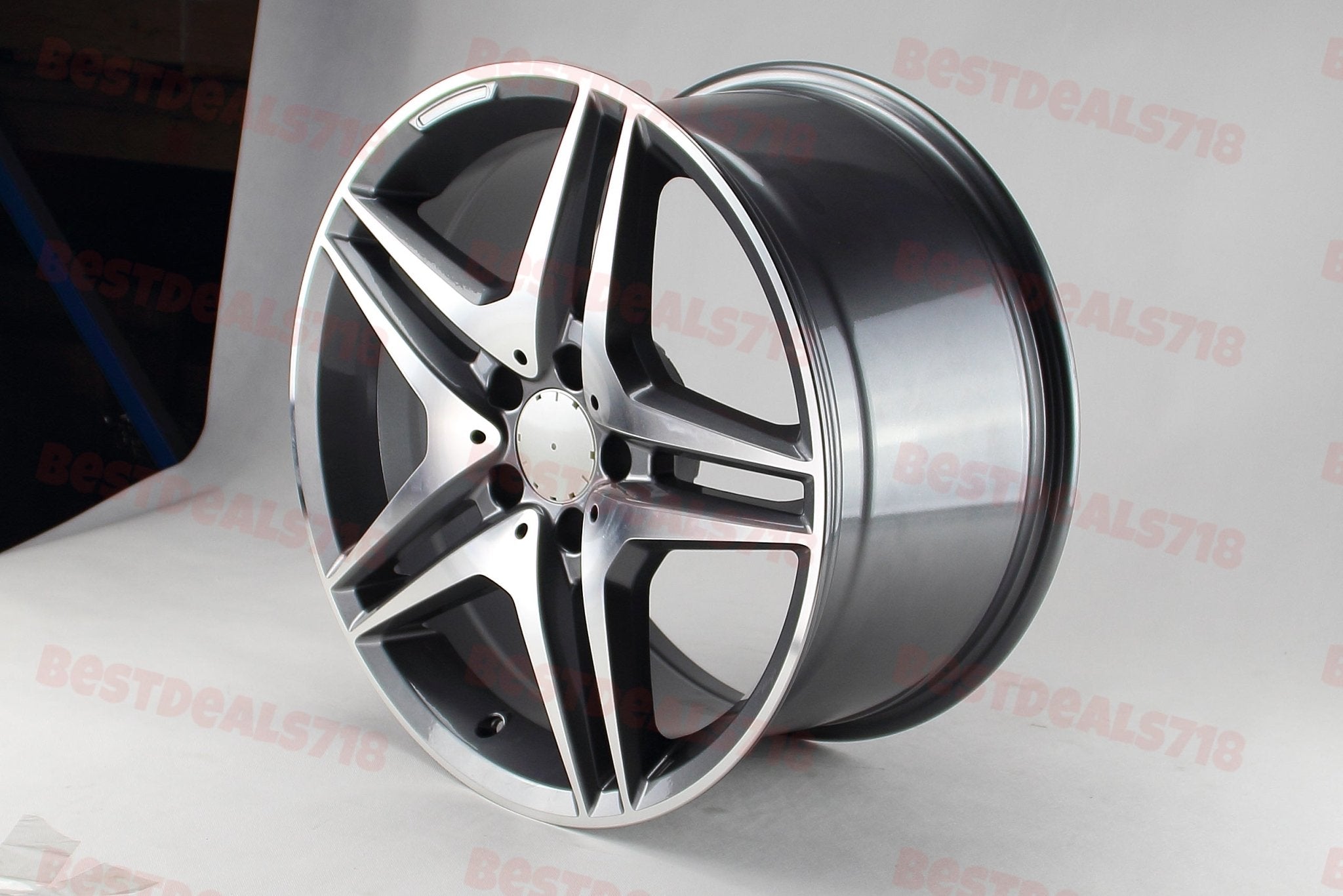 W828 Gunmetal Machined Face 18*9.5 ET45 5*112 CB66.6 - Gun Hill Tire House (WTW - WHOLESALE TIRES & WHEELS)