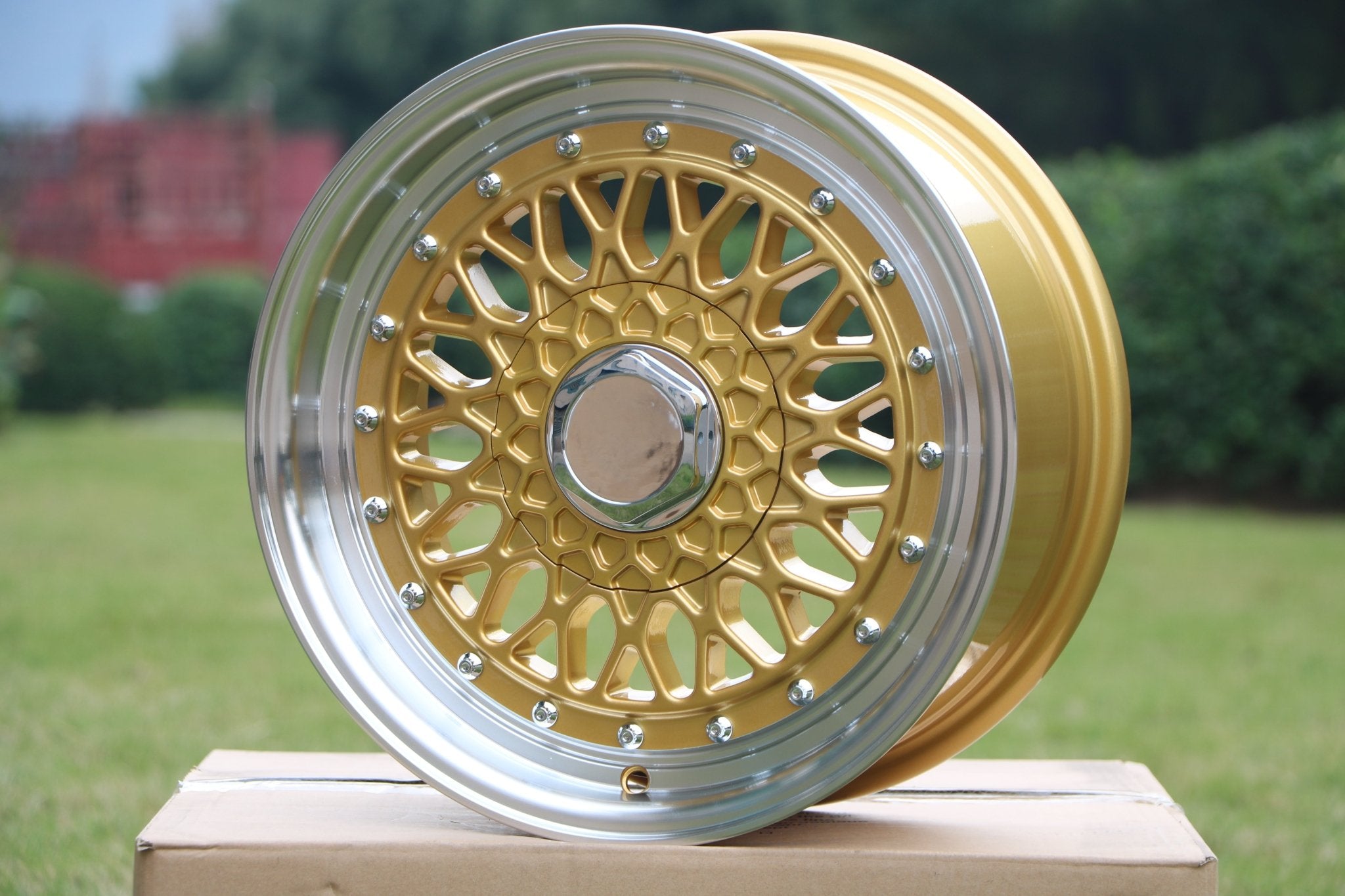 W883 Gold Machined Lip With Silver Rivet 20x9.5 Et35 5x120/114.3 CB73.1 - Gun Hill Tire House (WTW - WHOLESALE TIRES & WHEELS)