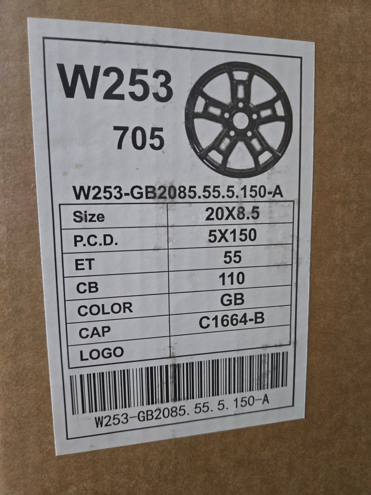 W253 20X8.5 5X150 GLOSS BLACK - Gun Hill Tire House (WTW - WHOLESALE TIRES & WHEELS)
