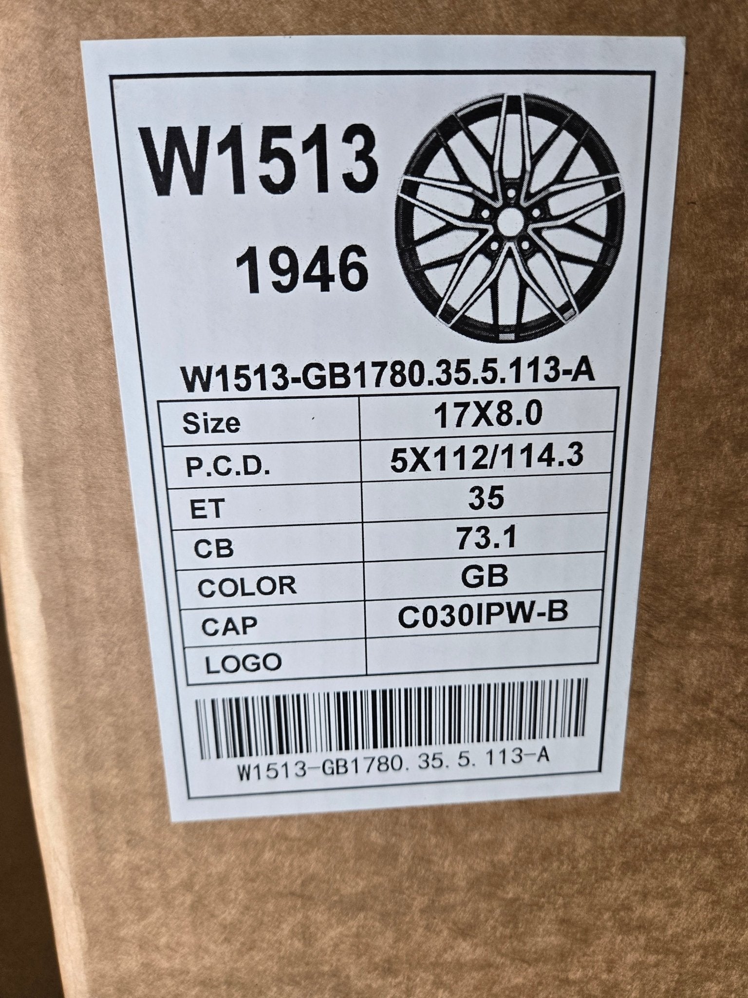 W1513 17X8.0 5X112 5X114.3 GLOSS BLACK - Gun Hill Tire House (WTW - WHOLESALE TIRES & WHEELS)