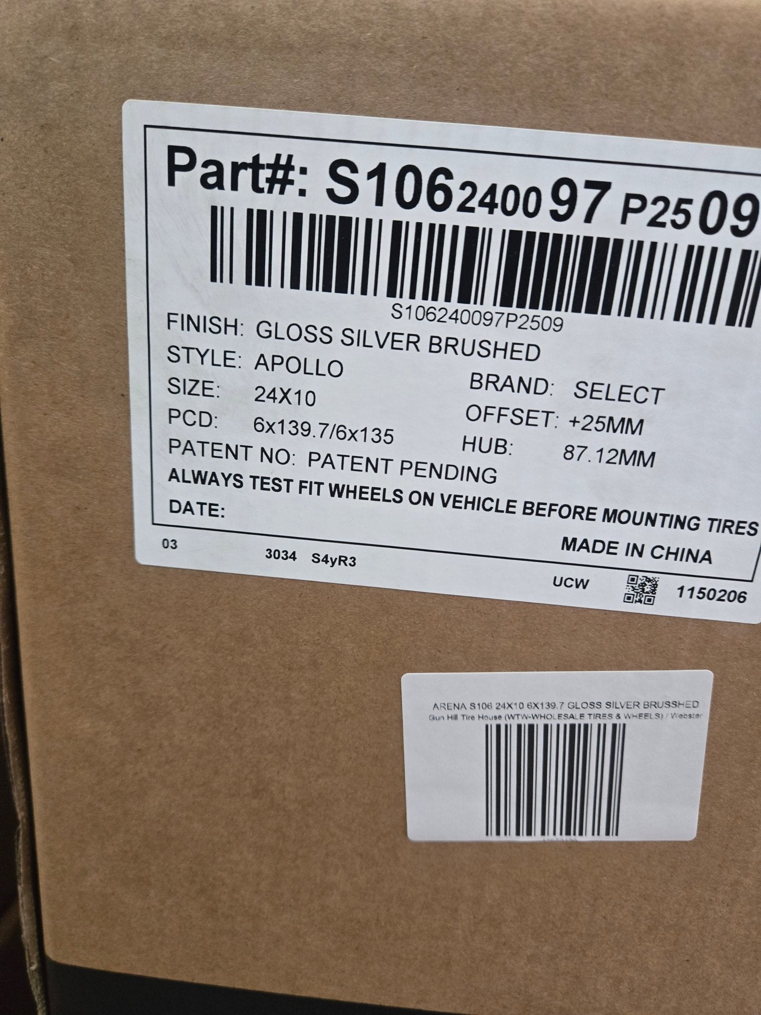 ARENA S106 24X10 6X139.7 6X135 GLOSS SILVER BRUSHED - Gun Hill Tire House (WTW - WHOLESALE TIRES & WHEELS)