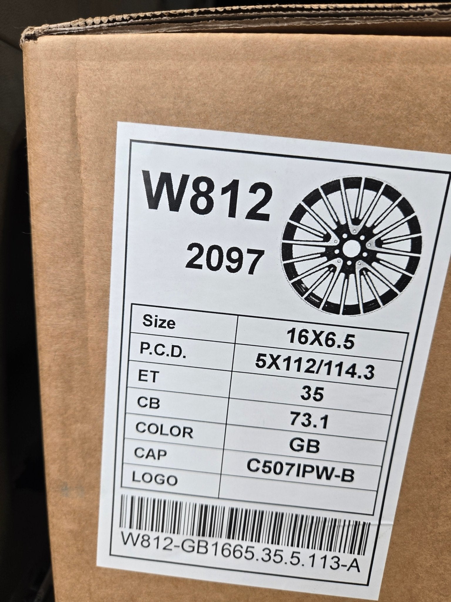 W812 16X6.5 5X112 5X114.3 GLOSS BLACK - Gun Hill Tire House (WTW - WHOLESALE TIRES & WHEELS)