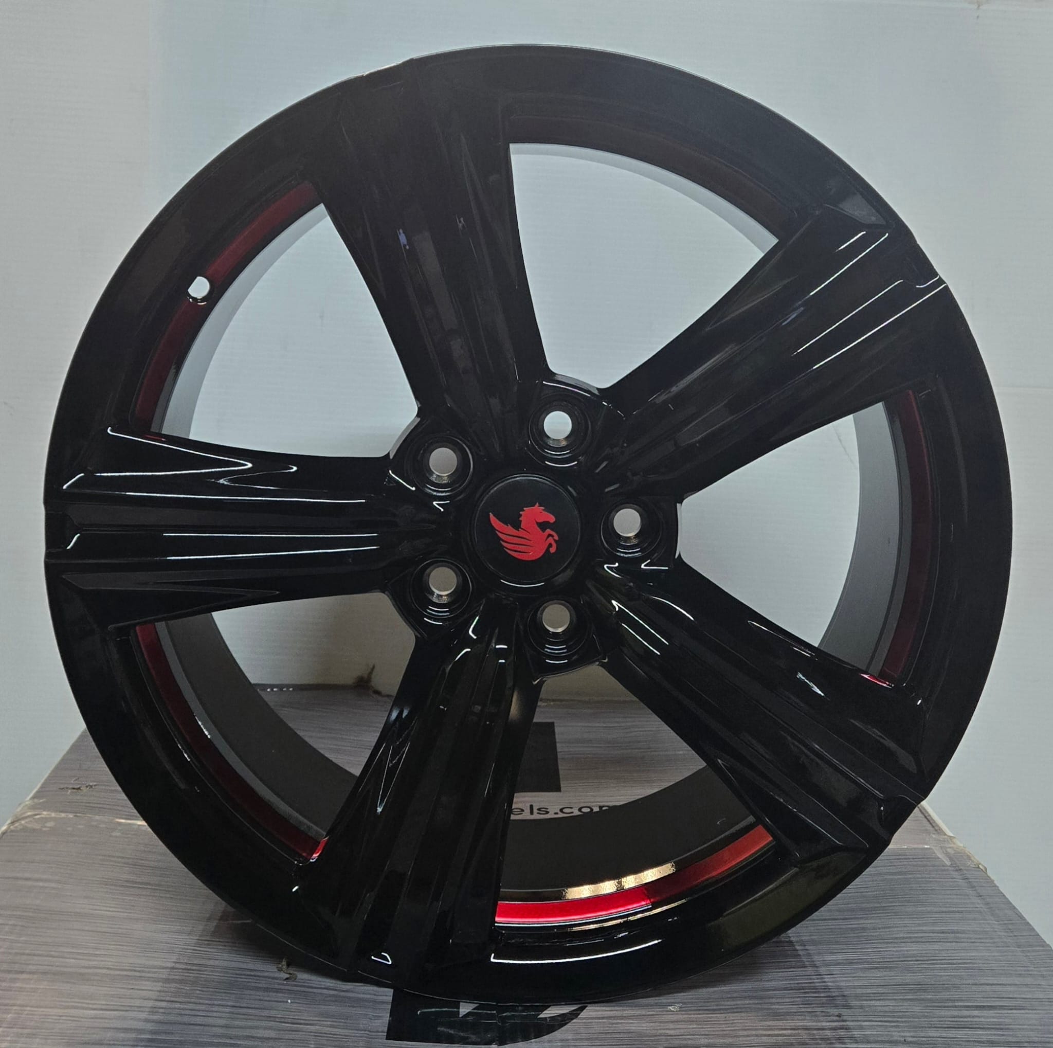 HD - 20 19x8.5 5x114.3 GLOSS BLACK RED UNDER CUT - Gun Hill Tire House (WTW - WHOLESALE TIRES & WHEELS)