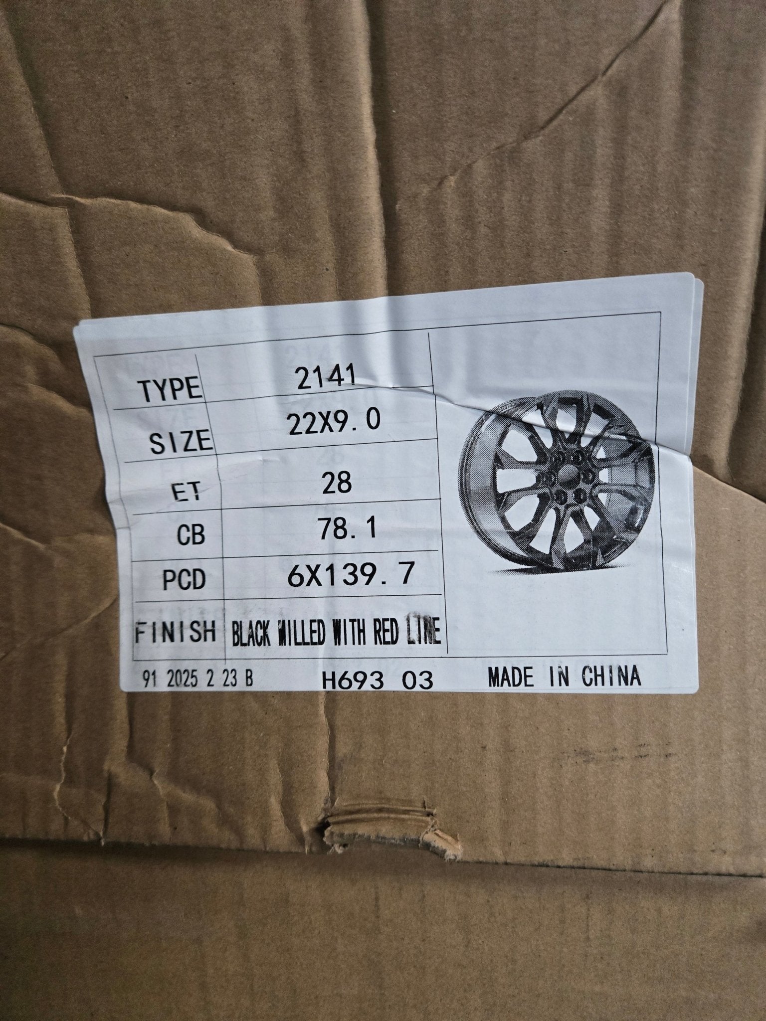H693 22X9.0 6X139.7 PIANO BLACK RED MILLING - Gun Hill Tire House (WTW - WHOLESALE TIRES & WHEELS)