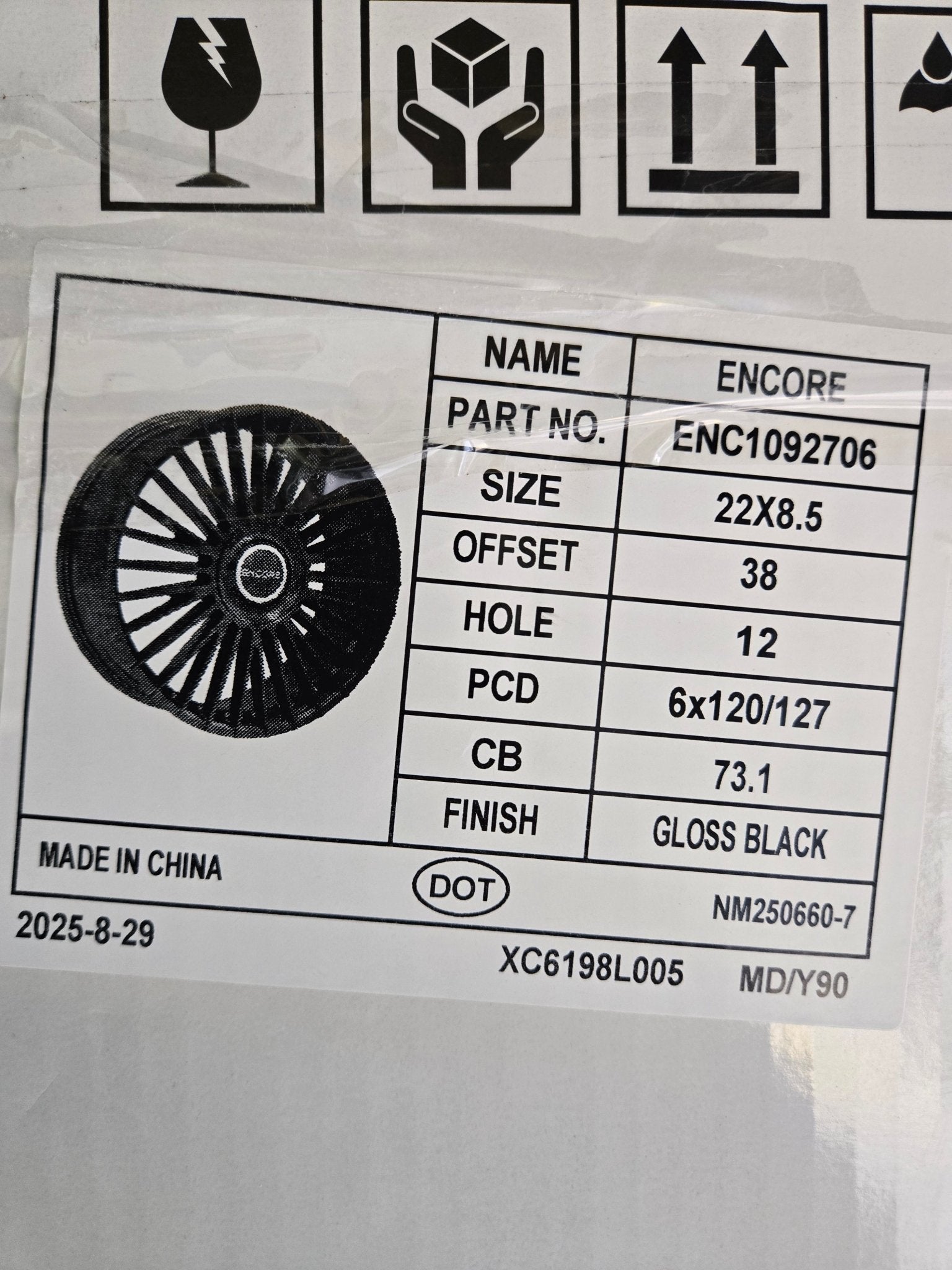 ENCORE 22X8.5 6X120 6X127 GLOSS BLACK FLOATING CAP - Gun Hill Tire House (WTW - WHOLESALE TIRES & WHEELS)