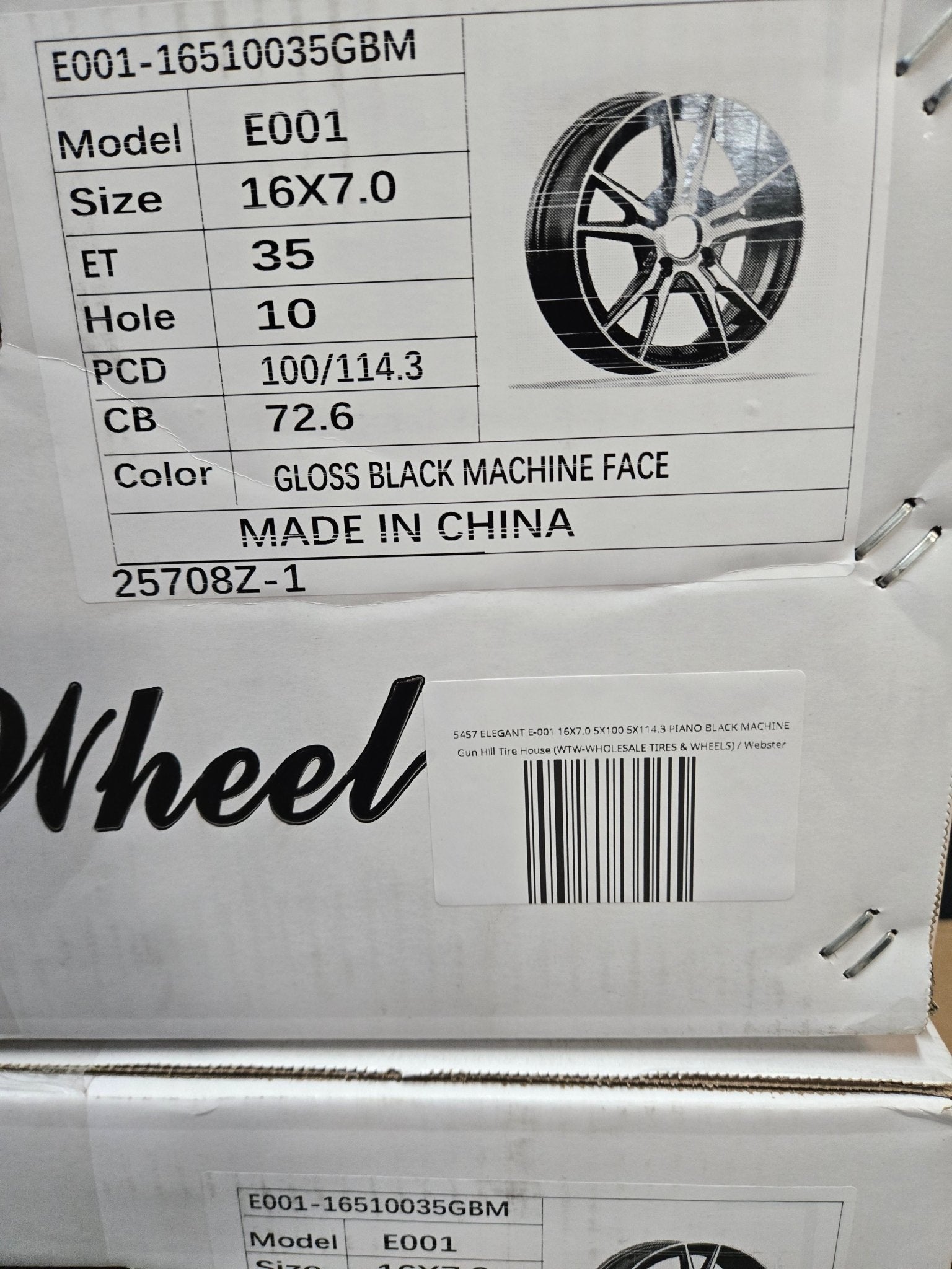 5457 ELEGANT E - 001 16X7.0 5X100 5X114.3 PIANO BLACK MACHINE - Gun Hill Tire House (WTW - WHOLESALE TIRES & WHEELS)