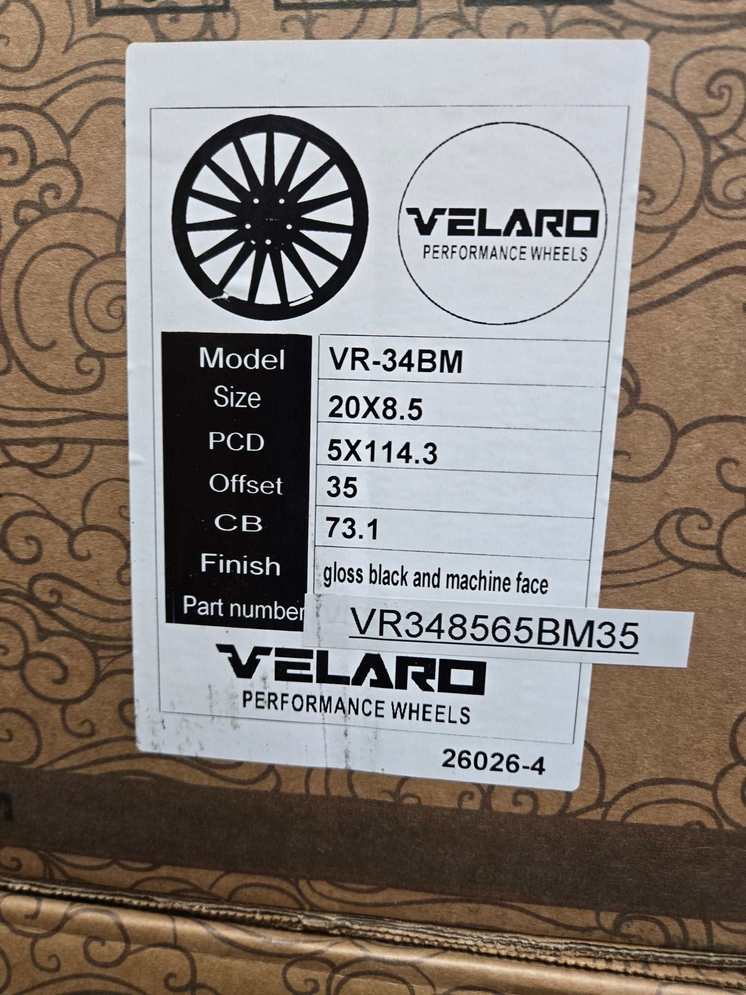 VELARO VR-34 20X8.5 5X114.3 BLACK MACHINED FACE - Gun Hill Tire House (WTW-WHOLESALE TIRES & WHEELS)
