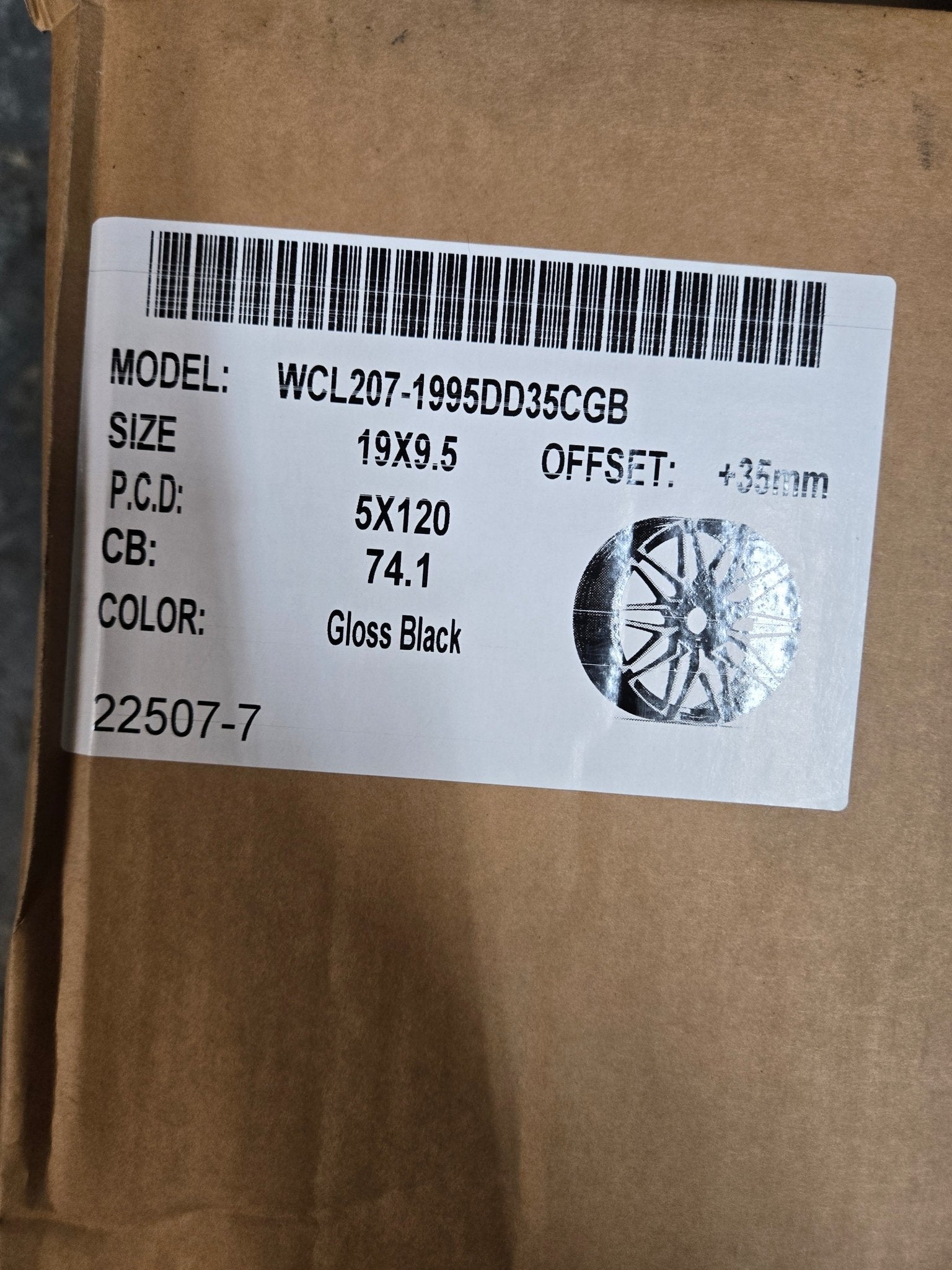 OE - 22507 - 7 19X9.5 5X120 PIANO BLACK - Gun Hill Tire House (WTW - WHOLESALE TIRES & WHEELS)