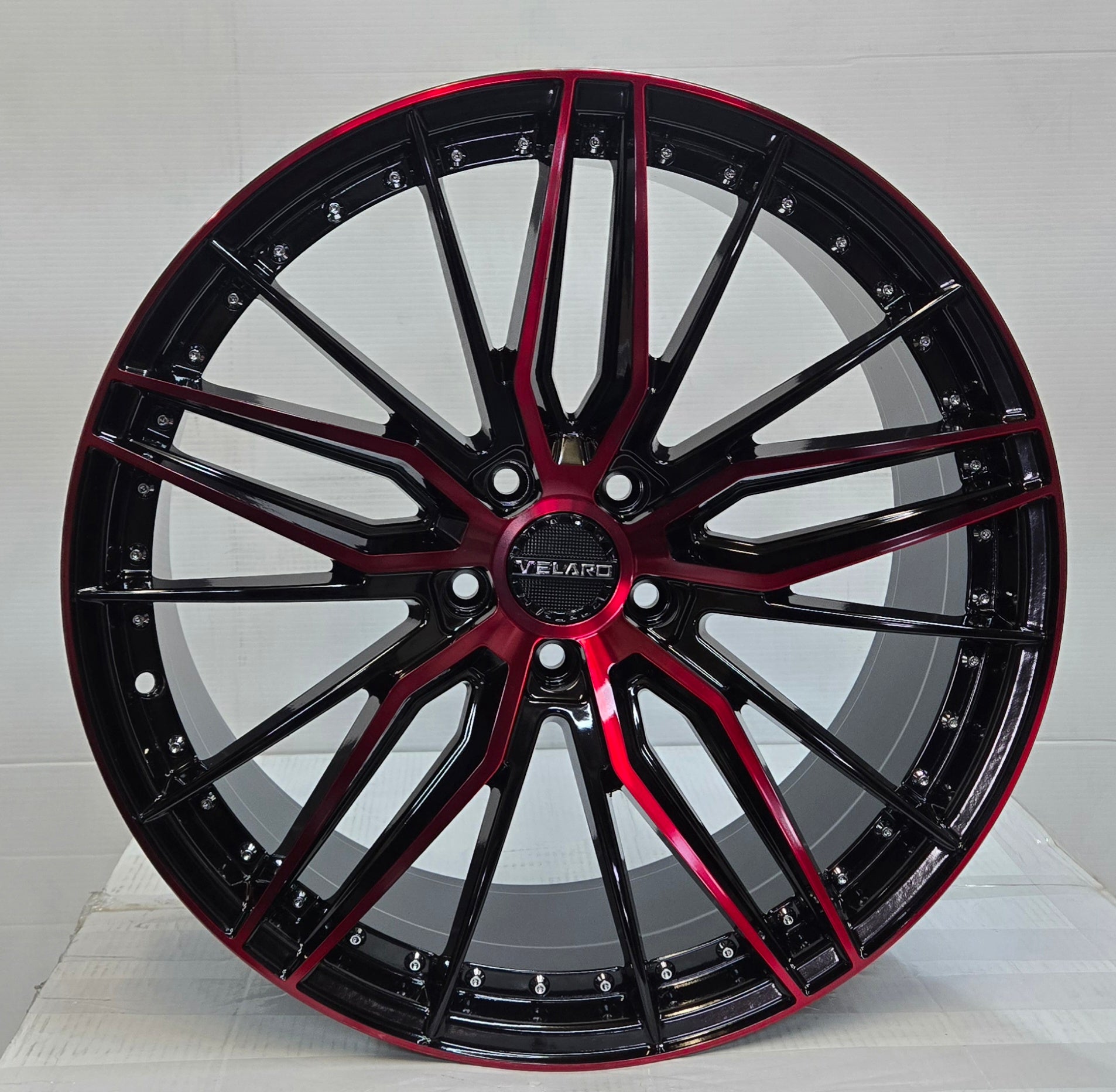 VELARO VR - 29 20X8.5 5X114.3 GLOSS BLACK MILLED SPOKES RED - Gun Hill Tire House (WTW - WHOLESALE TIRES & WHEELS)