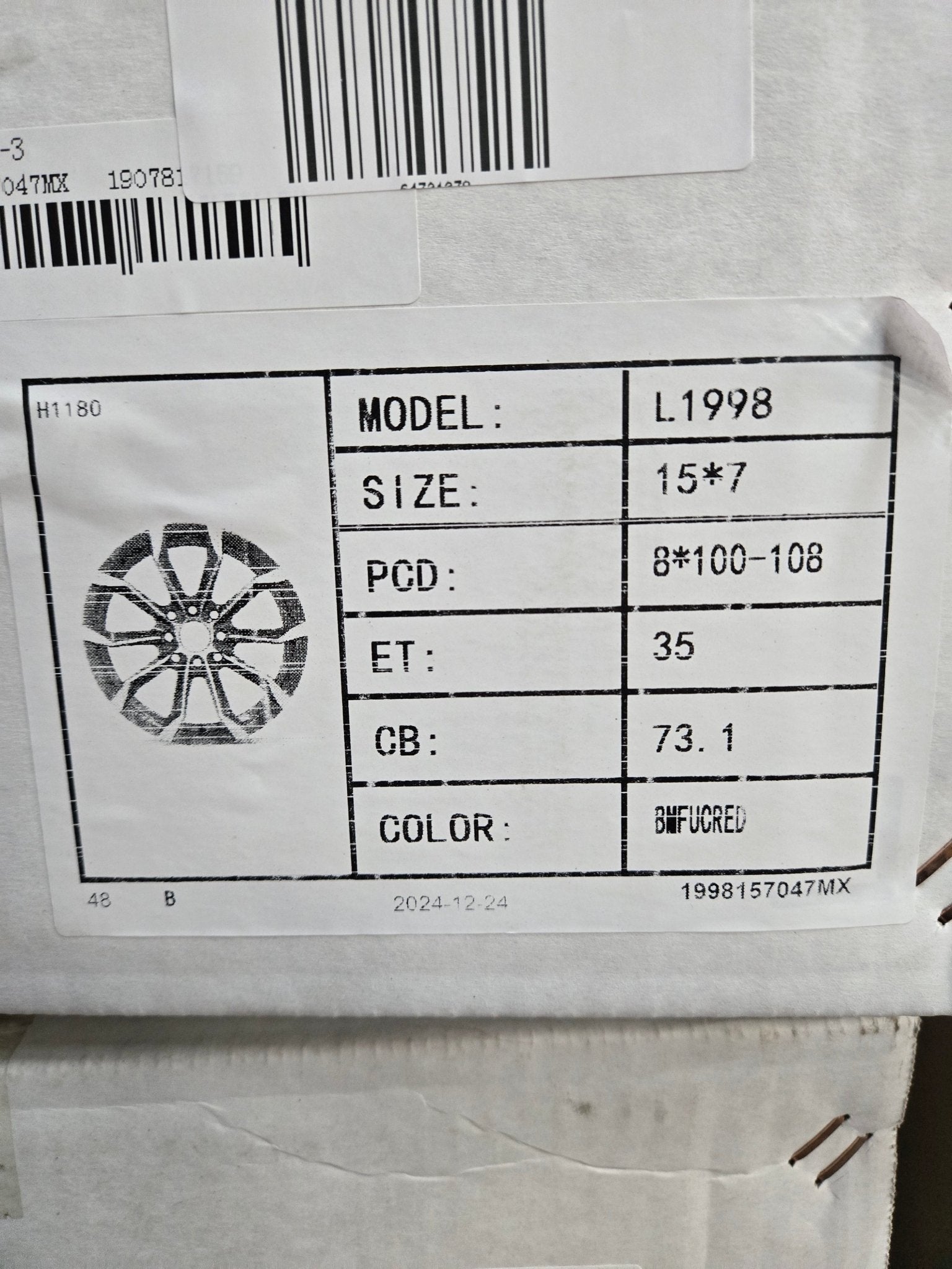 L1998 15X7.0 4X100 4X114.3 PIANO BLACK MACHINED RED UNDER CUT - Gun Hill Tire House (WTW - WHOLESALE TIRES & WHEELS)