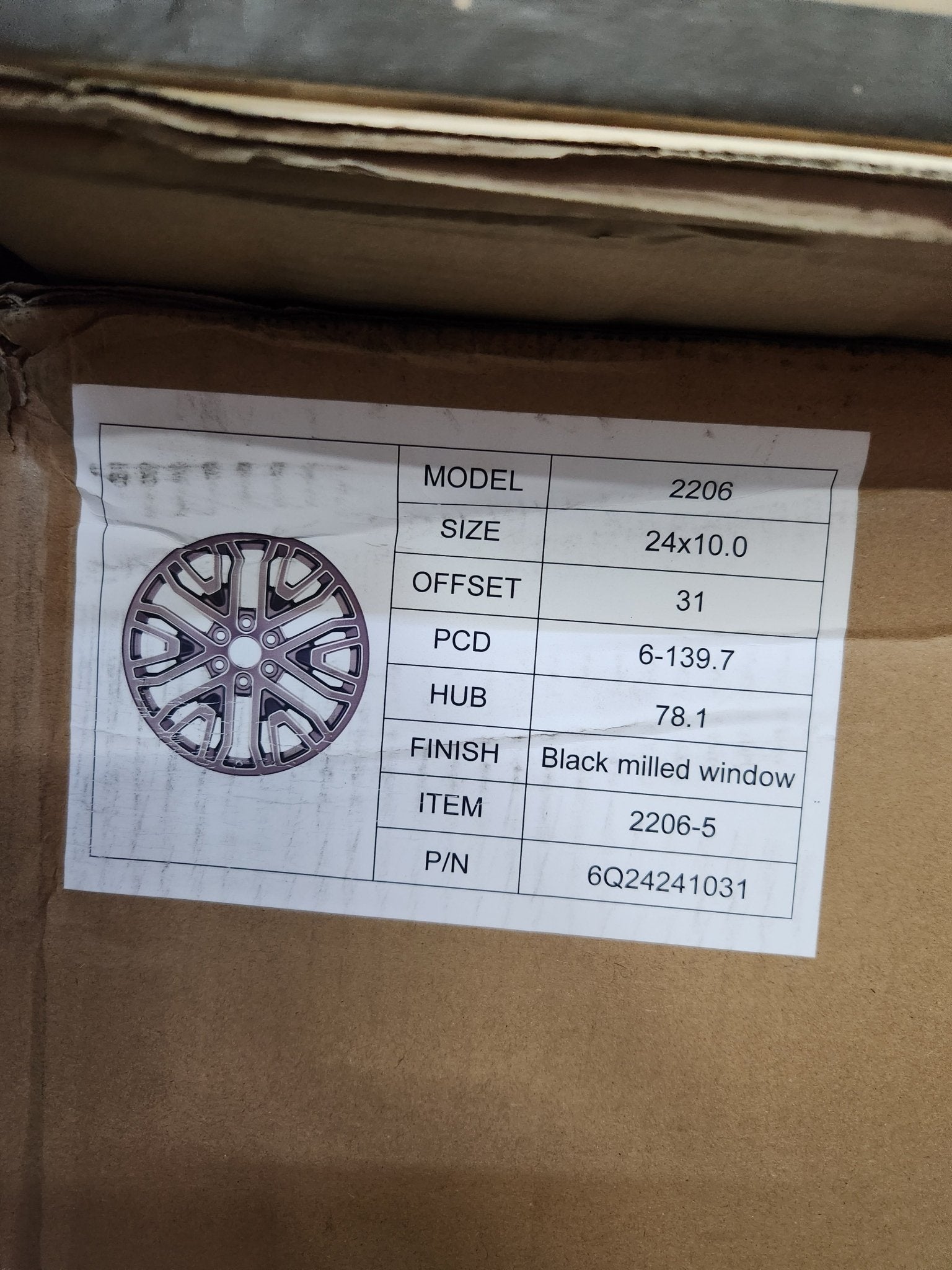 2206 24x10 6x139.7 78.1mm BLACK MILLED WINDOW - Gun Hill Tire House (WTW - WHOLESALE TIRES & WHEELS)