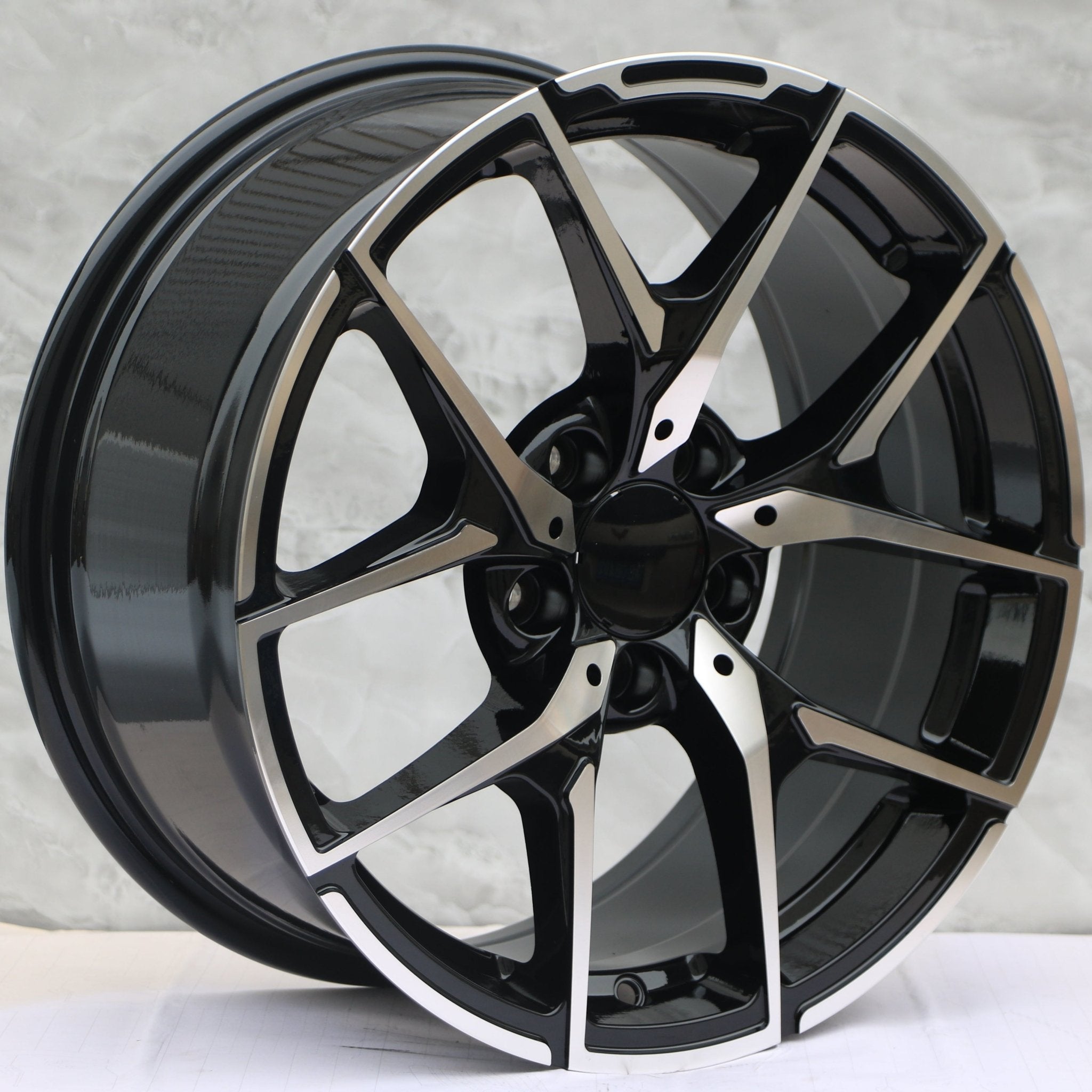 W838 17X8.0 5X112 PIANO BLACK MACHINED FACE - Gun Hill Tire House (WTW - WHOLESALE TIRES & WHEELS)