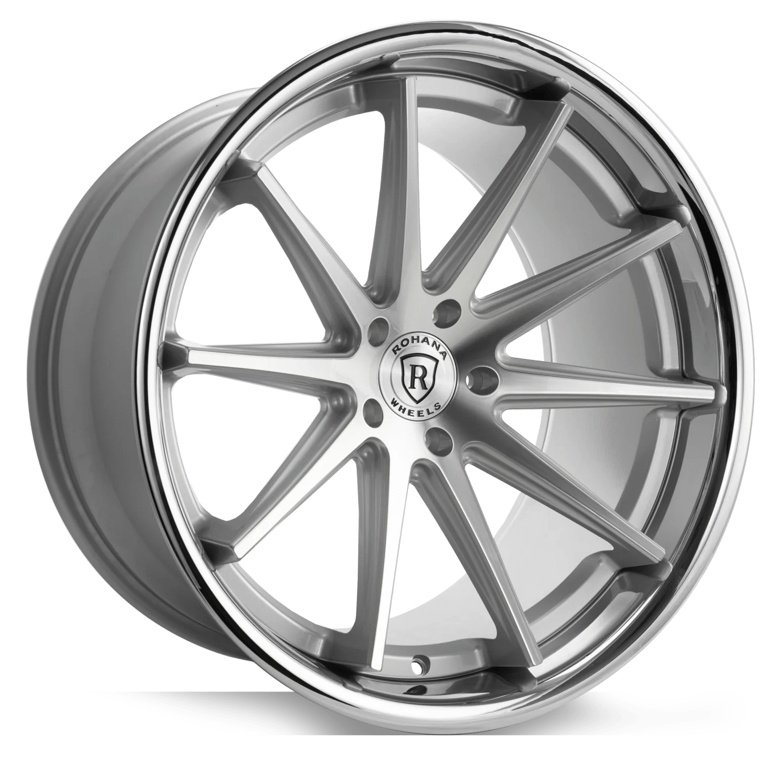 ROHANA RFC10 22x9 5x114.3 MACHINE SILVER WITH CHROME LIP - Gun Hill Tire House (WTW - WHOLESALE TIRES & WHEELS)