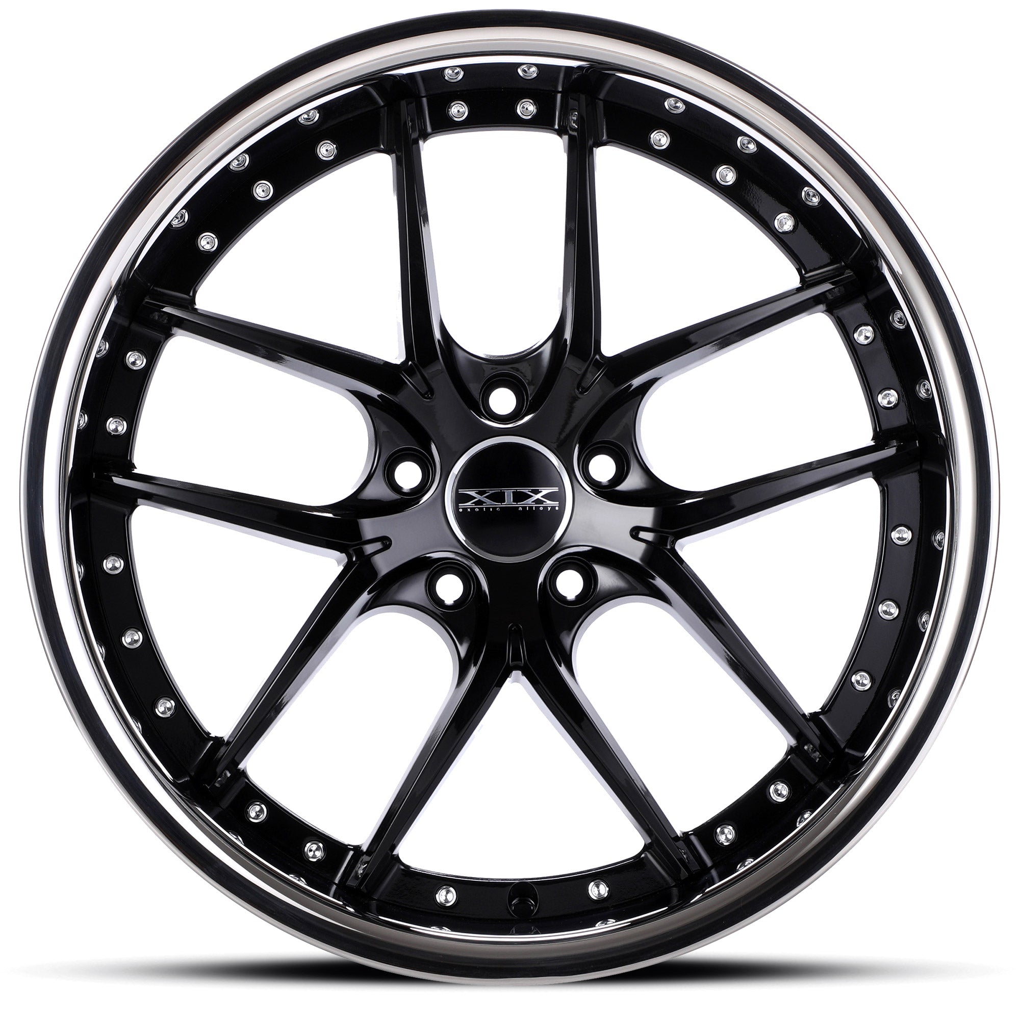 XIX X61 20X10 5X4.5 GLOSS BLACK WITH STAINLESS STEEL LIP - Gun Hill Tire House (WTW - WHOLESALE TIRES & WHEELS)