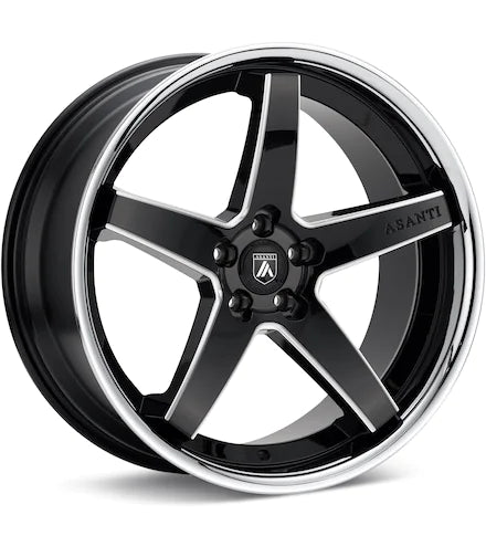 ASANTI BLACK LABEL ABL - 31 GLOSS BLACK MILLED CHROME LIP - Gun Hill Tire House (WTW - WHOLESALE TIRES & WHEELS)