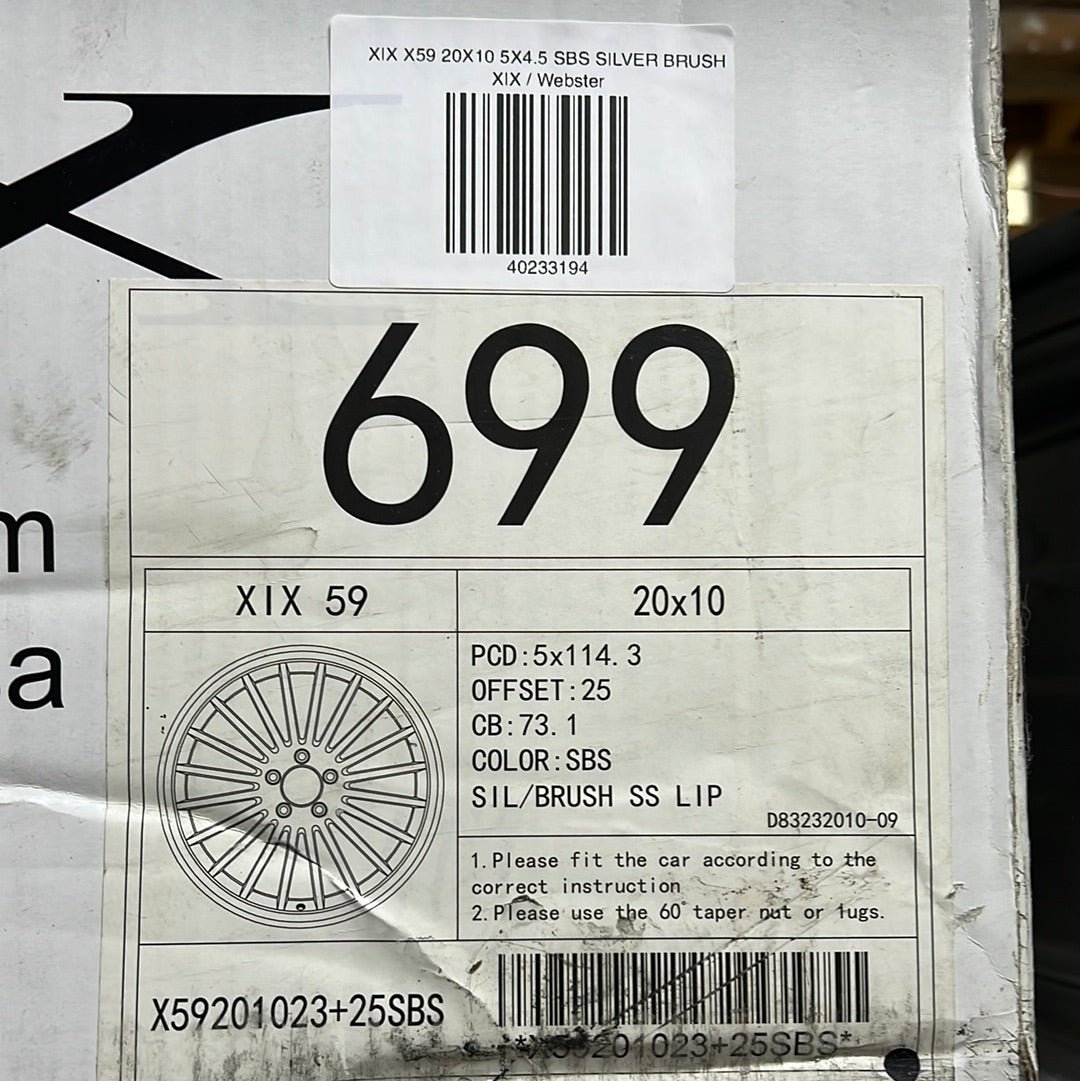XIX X59 20X8.5 5X4.5 SBS SILVER BRUSH - Gun Hill Tire House (WTW - WHOLESALE TIRES & WHEELS)
